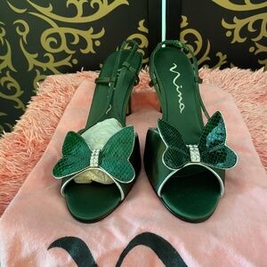 Pretty green slingback with flexible butterfly